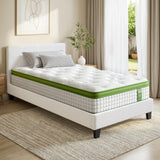 Beds & Bed Frames: Artiss Single Bed Frame with Hybrid Mattress Set 30cm Medium Firm Platform Headboard Boucle Upholstered Pocket Coil for Pressure Relief