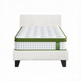 Beds & Bed Frames: Artiss Single Bed Frame with Hybrid Mattress Set 30cm Medium Firm Platform Headboard Boucle Upholstered Pocket Coil for Pressure Relief