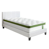 Beds & Bed Frames: Artiss Single Bed Frame with Hybrid Mattress Set 30cm Medium Firm Platform Headboard Boucle Upholstered Pocket Coil for Pressure Relief