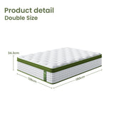 Beds & Bed Frames: Artiss Double Bed Frame and BedStory Hybrid Mattress Bundle with Headboard White