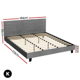 Beds & Bed Frames: Artiss BedStory King Bed Frame Set With Hybrid Mattress Medium Firm Linen Grey