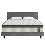 Beds & Bed Frames: Artiss BedStory King Bed Frame Set With Hybrid Mattress Medium Firm Linen Grey