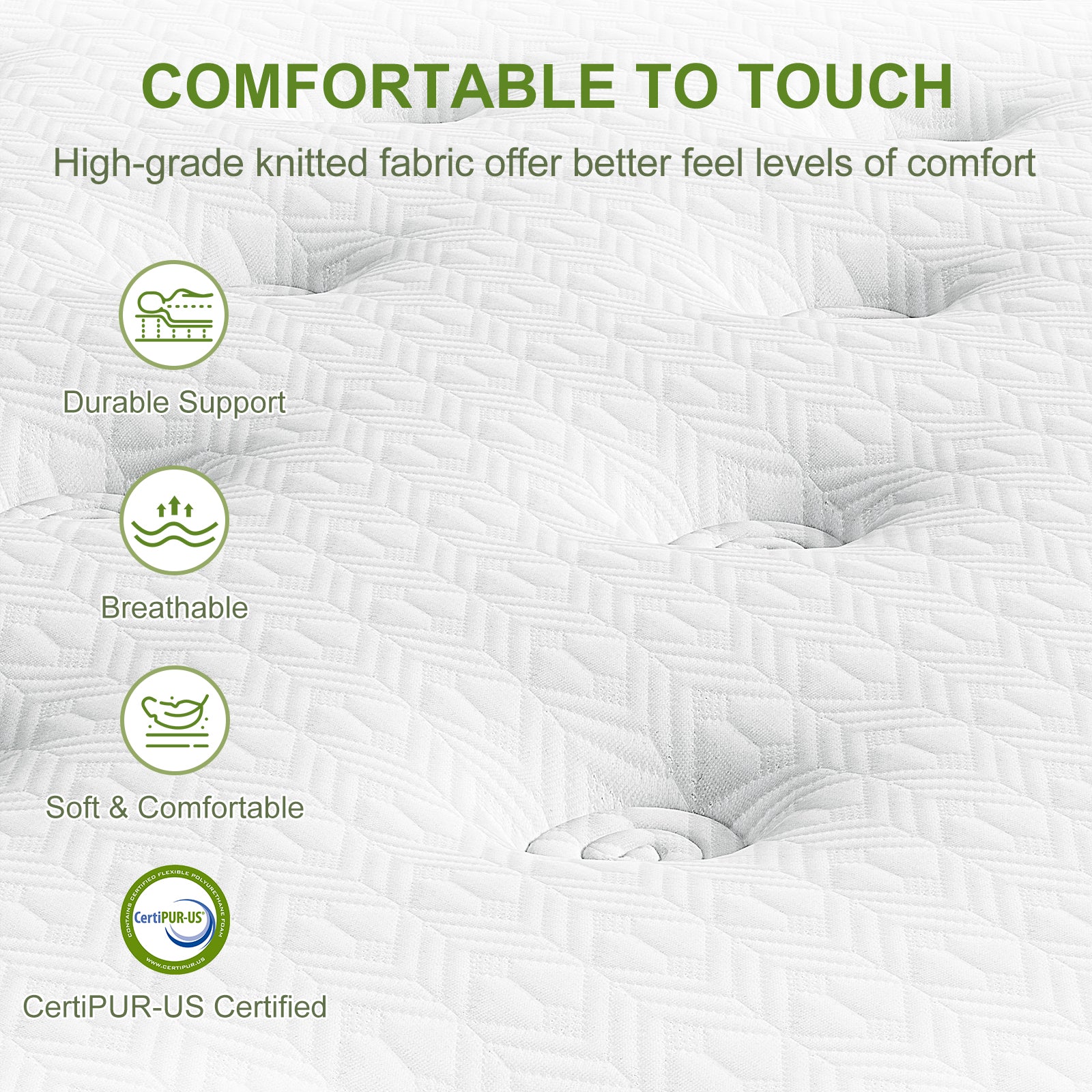 Beds & Bed Frames: Artiss King Single Bed Set with BedStory Hybrid Mattress Upholstered Platform White Boucle Fabric