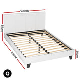 Beds & Bed Frames: Artiss BedStory Queen Bed Frame Set with Hybrid Mattress and Leather Frame Medium White