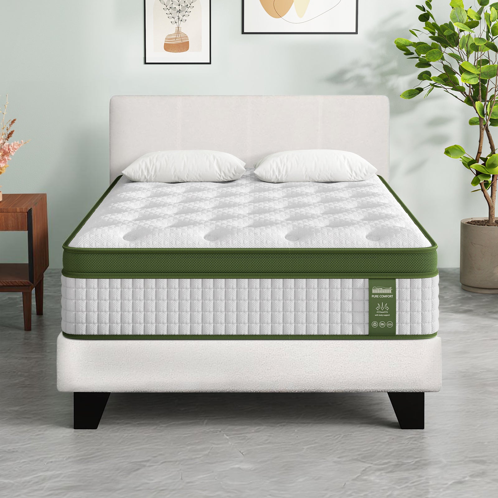 Beds & Bed Frames: Artiss BedStory Single Bed Frame Mattress Bundle Platform Headboard Medium Firm Hybrid White