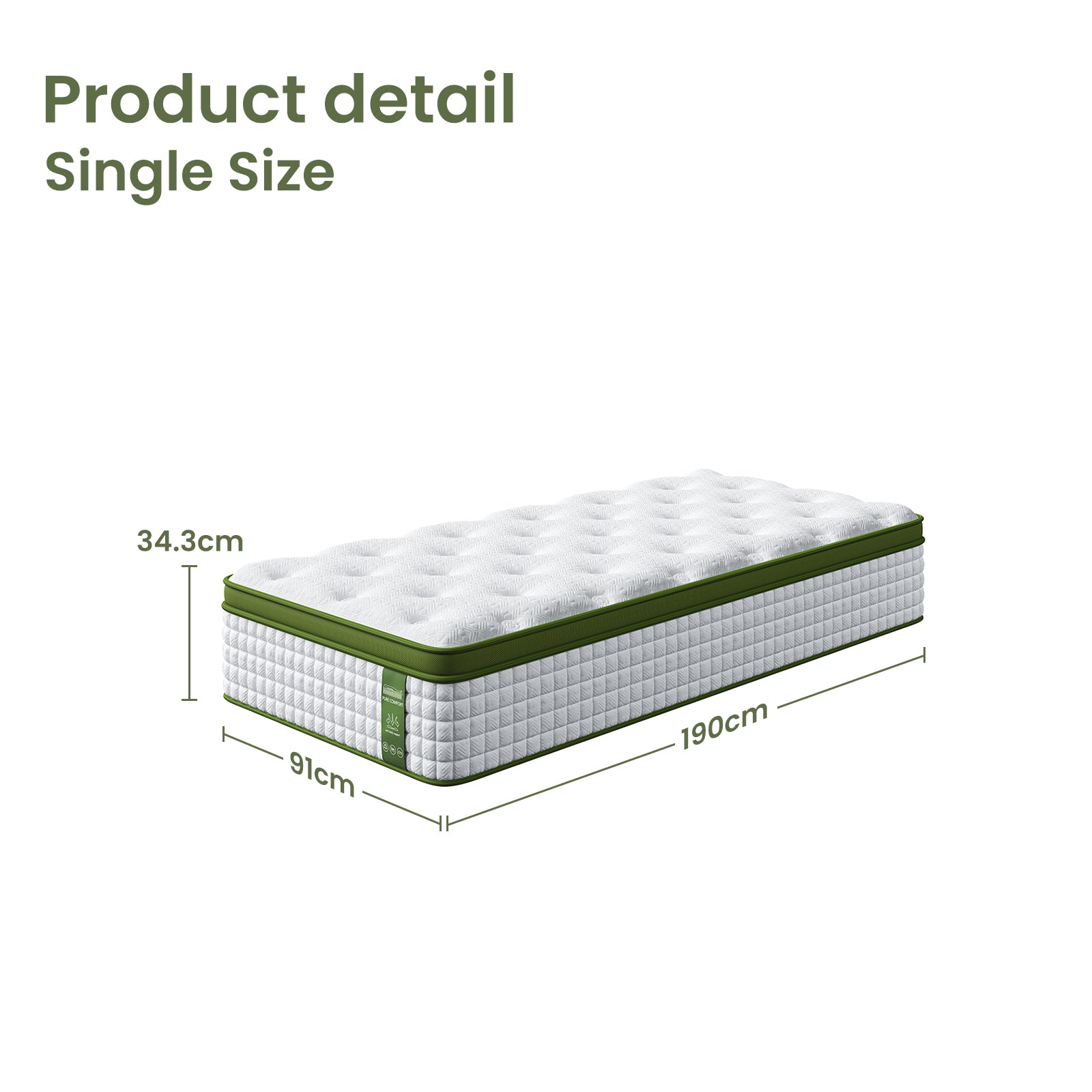 Beds & Bed Frames: Artiss BedStory Single Bed Frame Mattress Bundle Platform Headboard Medium Firm Hybrid White