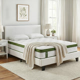 Beds & Bed Frames: Artiss Double Bed Frame Platform White PVC Leather Hybrid Mattress Modern