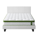 Beds & Bed Frames: Artiss Double Bed Frame Platform White PVC Leather Hybrid Mattress Modern