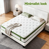 Beds & Bed Frames: Artiss Double Bed Frame Platform White PVC Leather Hybrid Mattress Modern