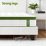 Beds & Bed Frames: Artiss Double Bed Frame Platform White PVC Leather Hybrid Mattress Modern