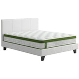 Beds & Bed Frames: Artiss Double Bed Frame Platform White PVC Leather Hybrid Mattress Modern