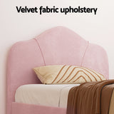 Beds & Bed Frames: Artiss King Single Storage Bed Frame Velvet with Bedside Table Pink