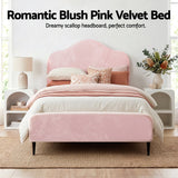 Beds & Bed Frames: Artiss King Single Storage Bed Frame Velvet with Bedside Table Pink