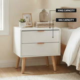 Beds & Bed Frames: Artiss Double Bed Frame Scallop Headboard Pink Velvet with 2 Drawer Bedside Table