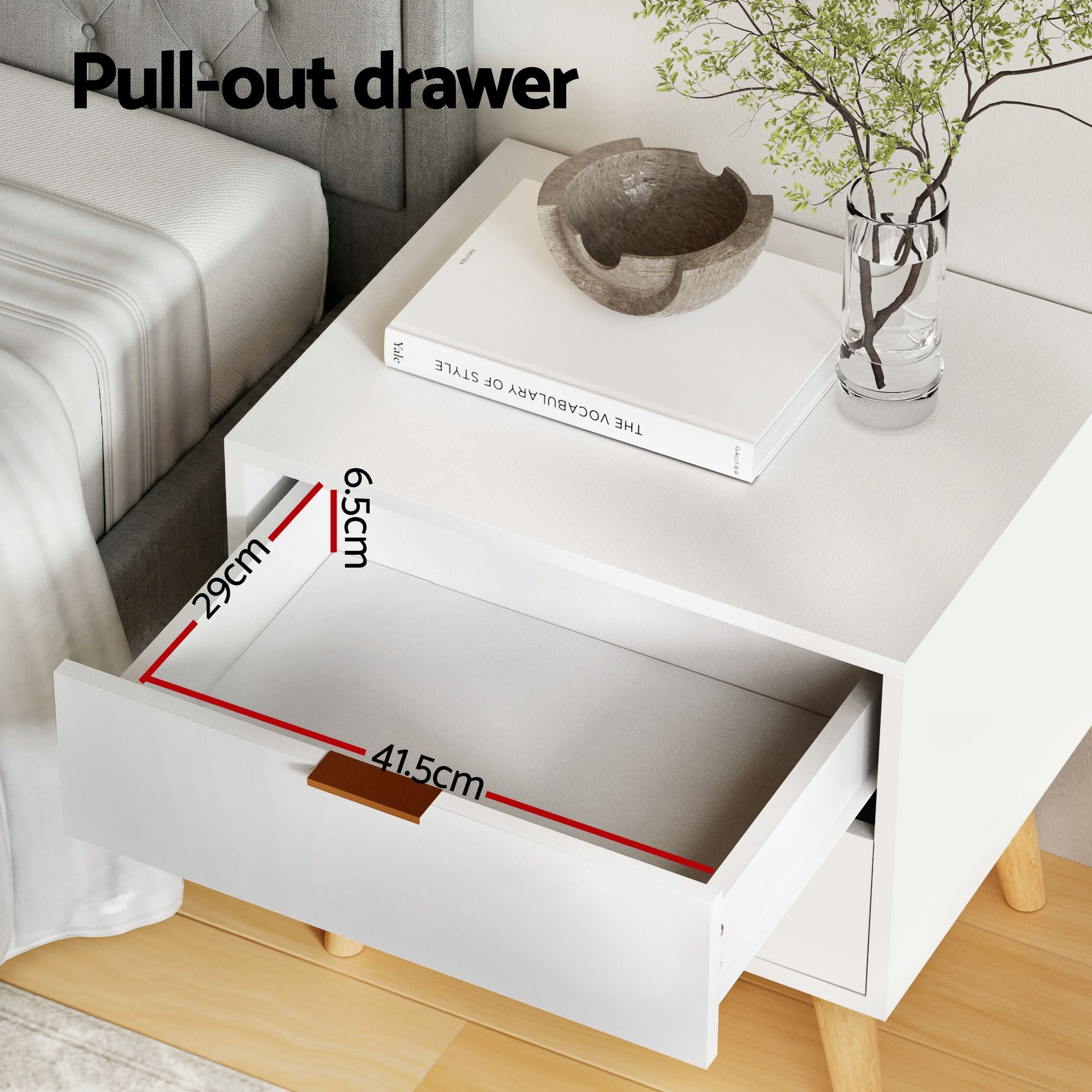 Artiss Upholstered Queen Gas Lift Storage Bed Frame with 2-Drawer Bedside Table Set