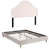 Beds & Bed Frames: Artiss Queen Bed Frame with Storage Scalloped Velvet Headboard Wooden Platform Base
