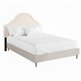 Beds & Bed Frames: Artiss Queen Bed Frame with Storage Scalloped Velvet Headboard Wooden Platform Base