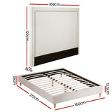 Beds & Bed Frames: Artiss Queen Bed Frame Platform Bed Base Upholstered Headboard Linen Fabric Beige