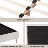 Beds & Bed Frames: Artiss Queen Bed Frame Platform Bed Base Upholstered Headboard Linen Fabric Beige
