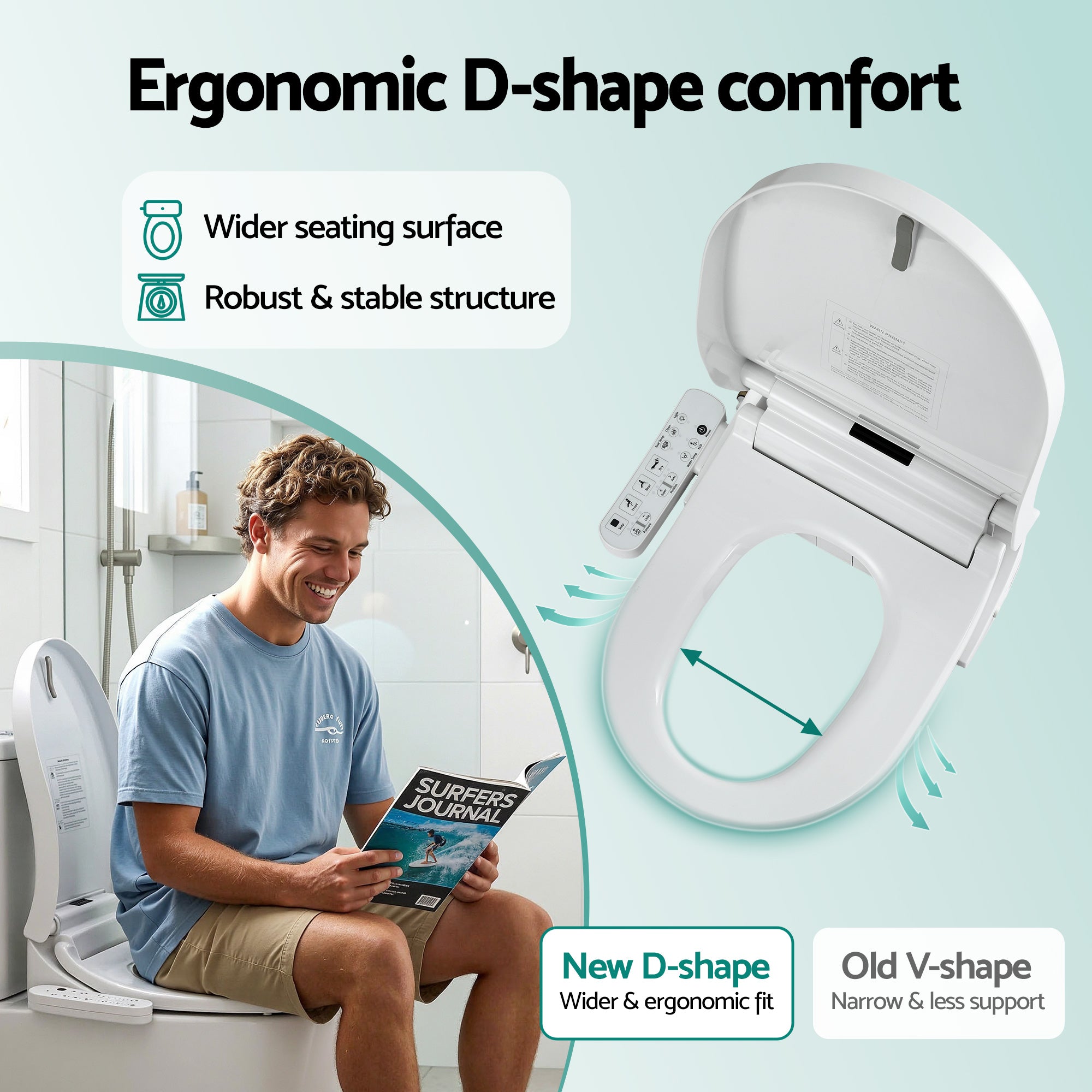 Cefito Smart Electric Bidet Toilet Seat Cover D-Shape SIAA Material Certified