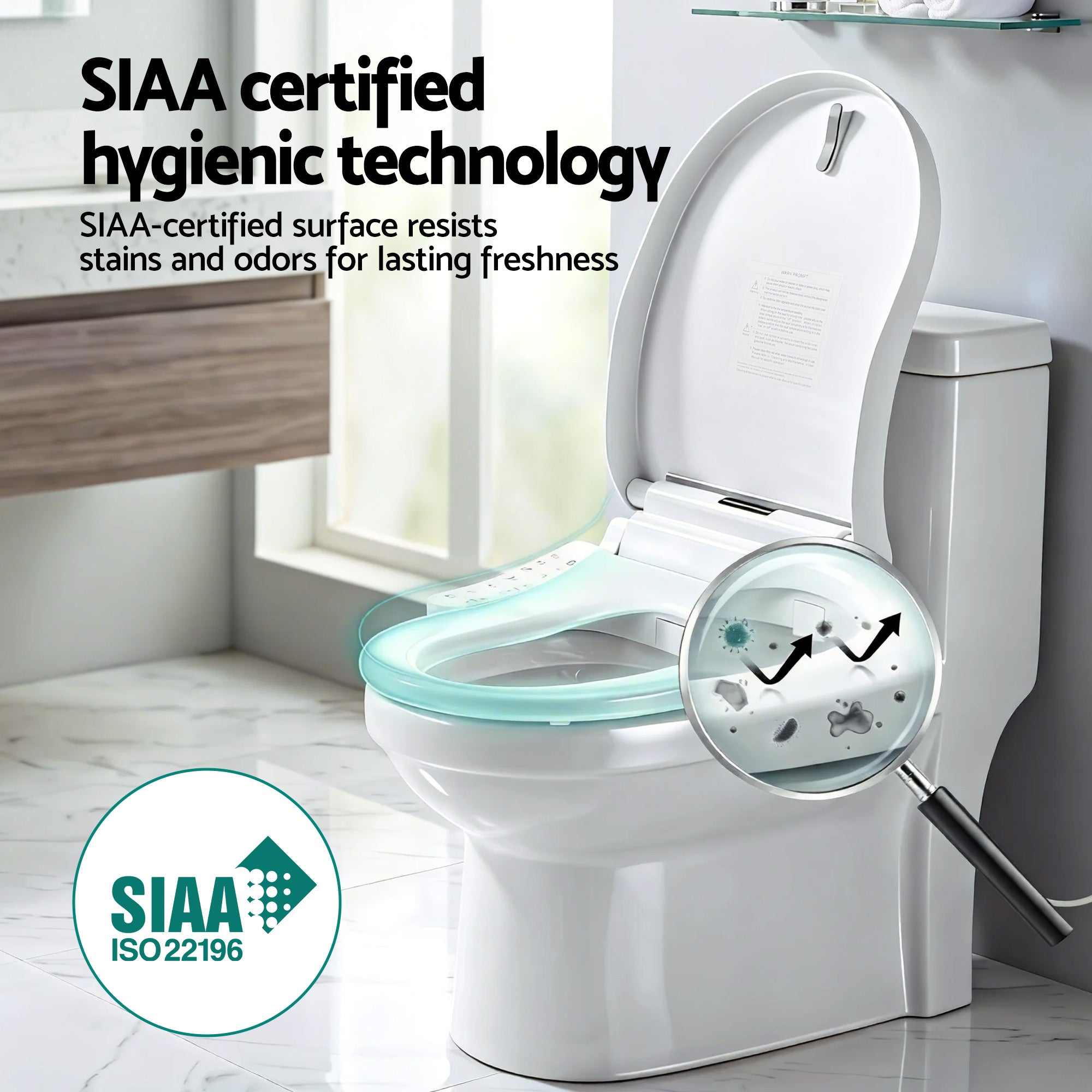 Cefito Smart Electric Bidet Toilet Seat Cover D-Shape SIAA Material Certified