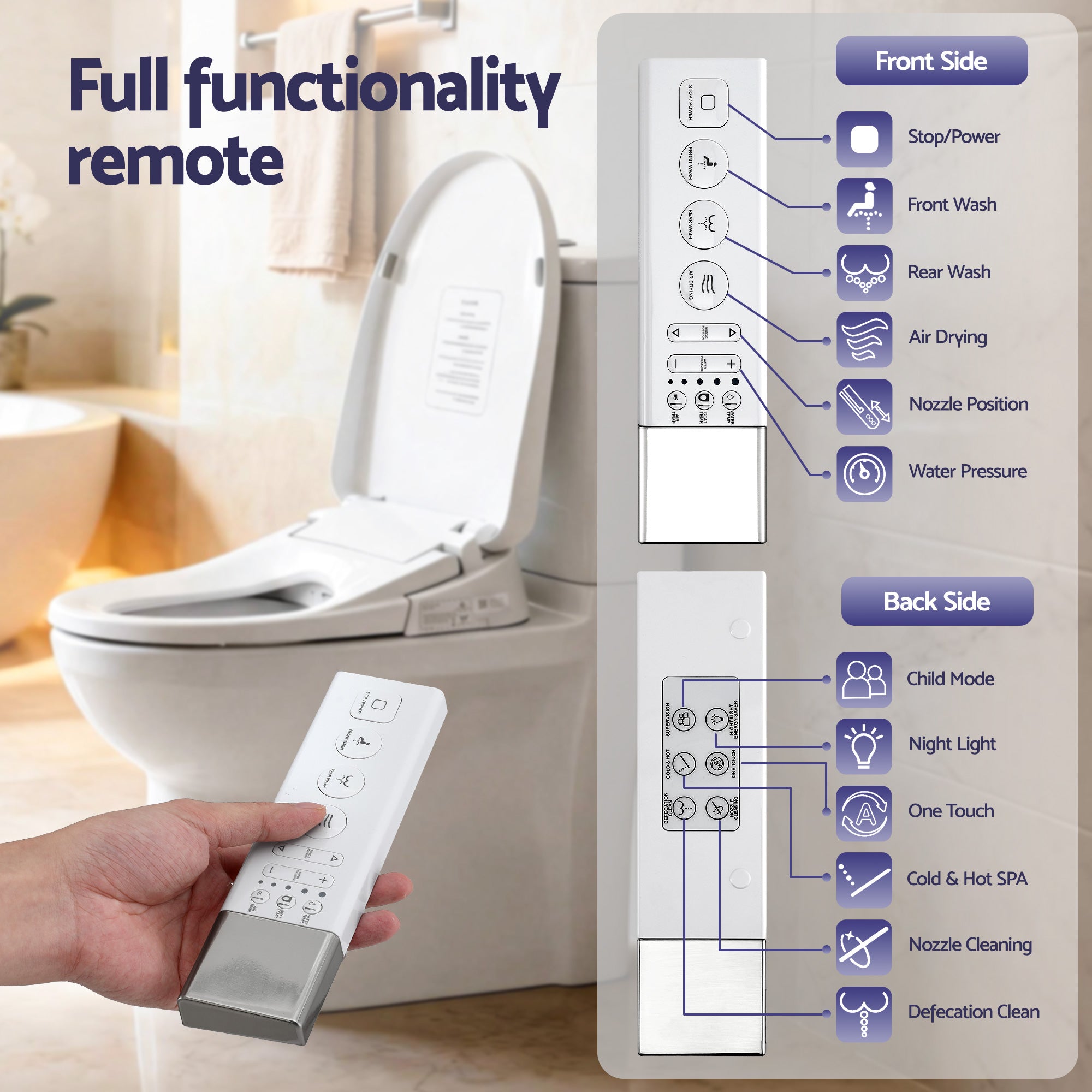 Bidets: Cefito Smart Electric Bidet Toilet Seat Wireless Remote Heated Dryer Auto Wash