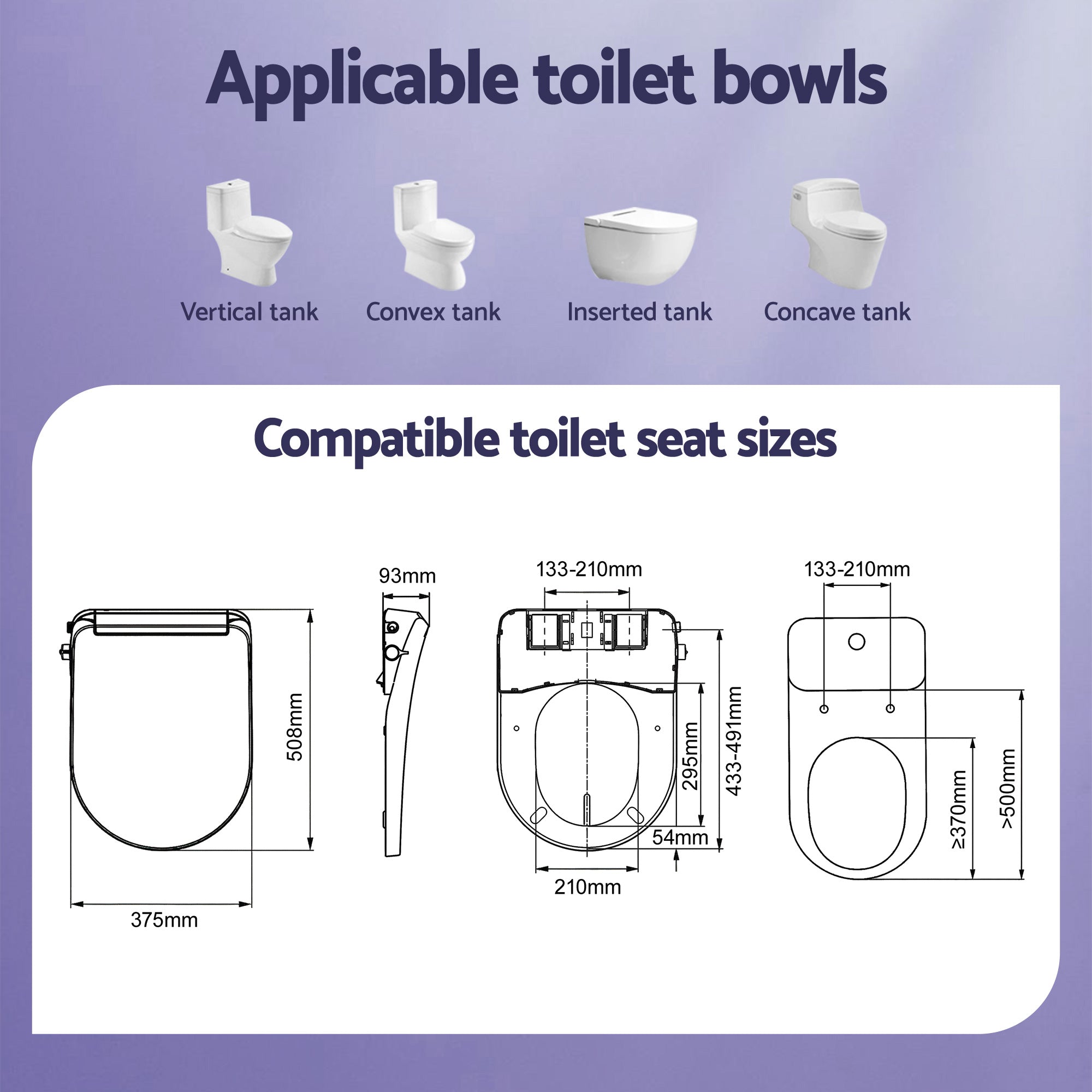 Cefito Electric Bidet Toilet Seat Washing Without Power Heated D-Shape Air Dryer
