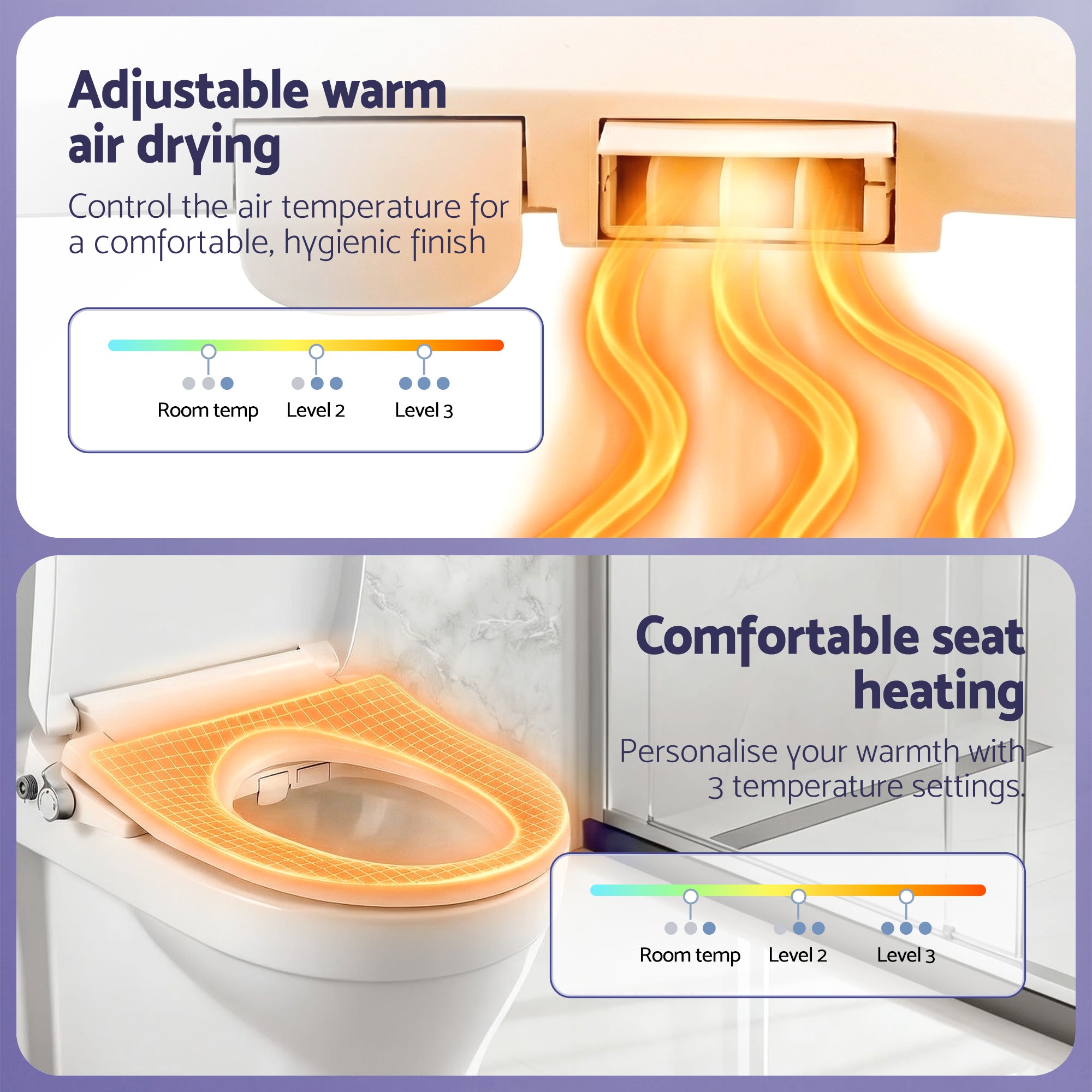 Cefito Electric Bidet Toilet Seat Washing Without Power Heated D-Shape Air Dryer