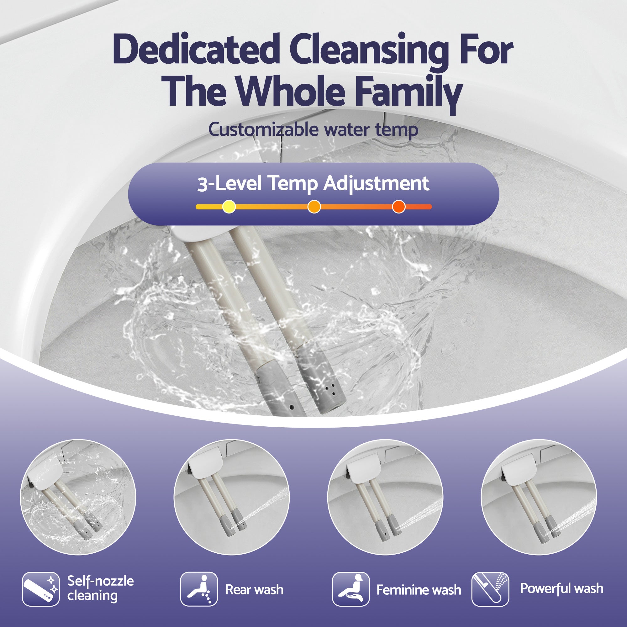 Cefito Electric Bidet Toilet Seat Washing Without Power Heated D-Shape Air Dryer