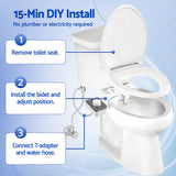 Cefito Non-Electric Ultra-Slim Bidet Attachment Detachable Bidet with Dual Nozzle Frontal & Rear Wash Adjustable Water Pressure Cold Water Toilet Bide