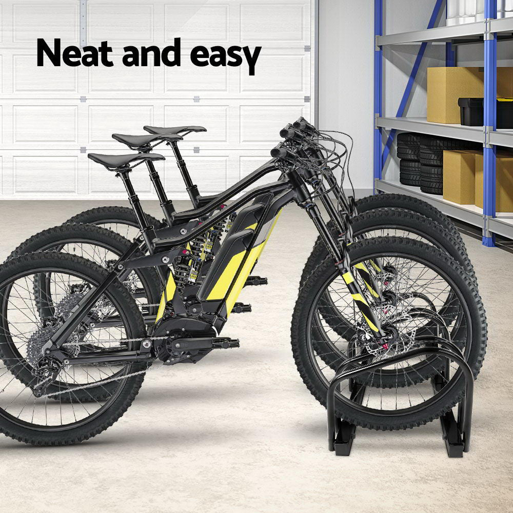 Bicycle Stands & Storage: Weisshorn 3 Bike Stand Rack Bicycle Storage Floor Parking Holder Cycling Black