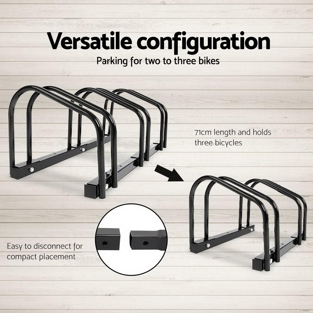 Bicycle Stands & Storage: Weisshorn 3 Bike Stand Rack Bicycle Storage Floor Parking Holder Cycling Black