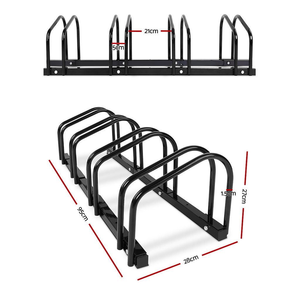Bicycle Stands & Storage: Weisshorn 4 Bike Stand Rack Bicycle Storage Floor Parking Holder Cycling Black