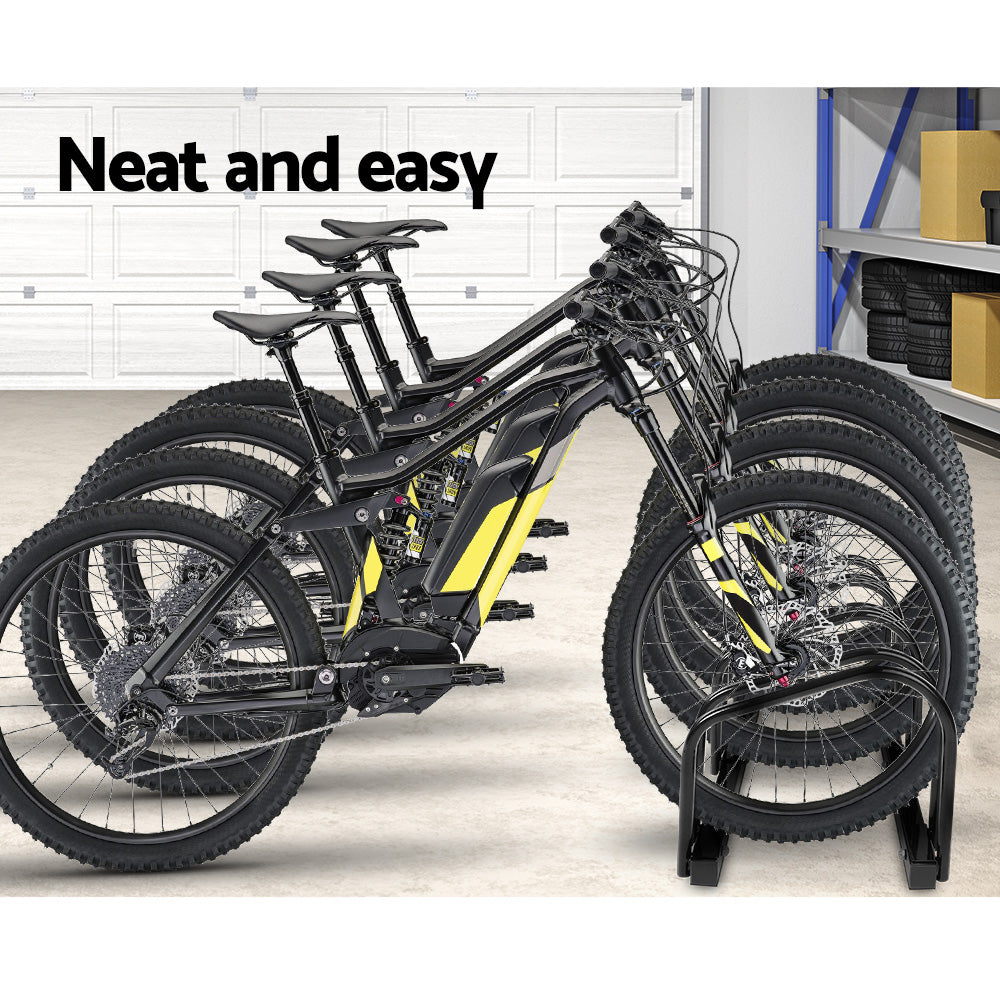 Bicycle Stands & Storage: Weisshorn 4 Bike Stand Rack Bicycle Storage Floor Parking Holder Cycling Black