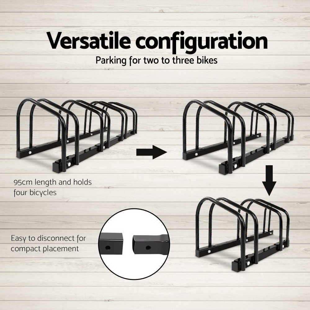 Bicycle Stands & Storage: Weisshorn 4 Bike Stand Rack Bicycle Storage Floor Parking Holder Cycling Black