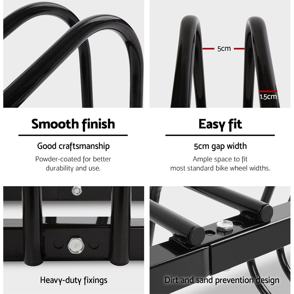 Bicycle Stands & Storage: Weisshorn 4 Bike Stand Rack Bicycle Storage Floor Parking Holder Cycling Black