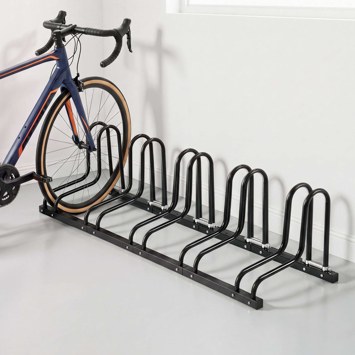 Weisshorn 5 Bike Floor Stand Rack Fits 20"-29" MTB Tires for Garage Storage