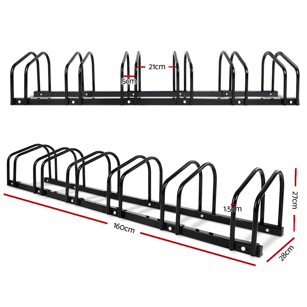 Bicycle Stands & Storage: Weisshorn 6 Bike Stand Rack Bicycle Storage Floor Parking Holder Cycling Black