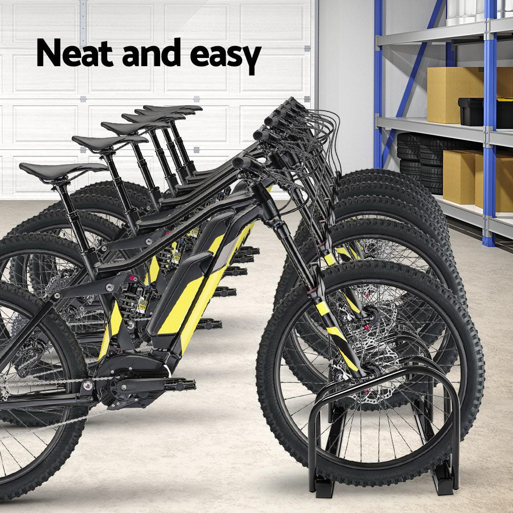 Bicycle Stands & Storage: Weisshorn 6 Bike Stand Rack Bicycle Storage Floor Parking Holder Cycling Black