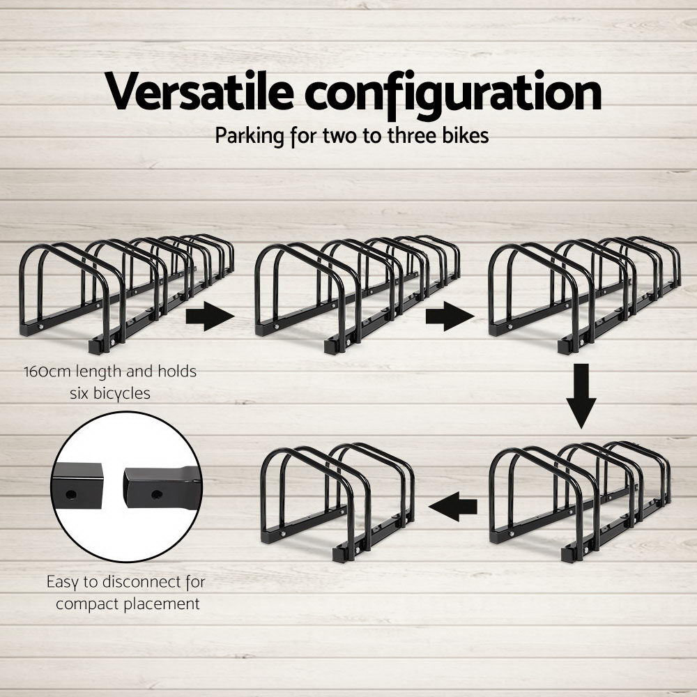 Bicycle Stands & Storage: Weisshorn 6 Bike Stand Rack Bicycle Storage Floor Parking Holder Cycling Black