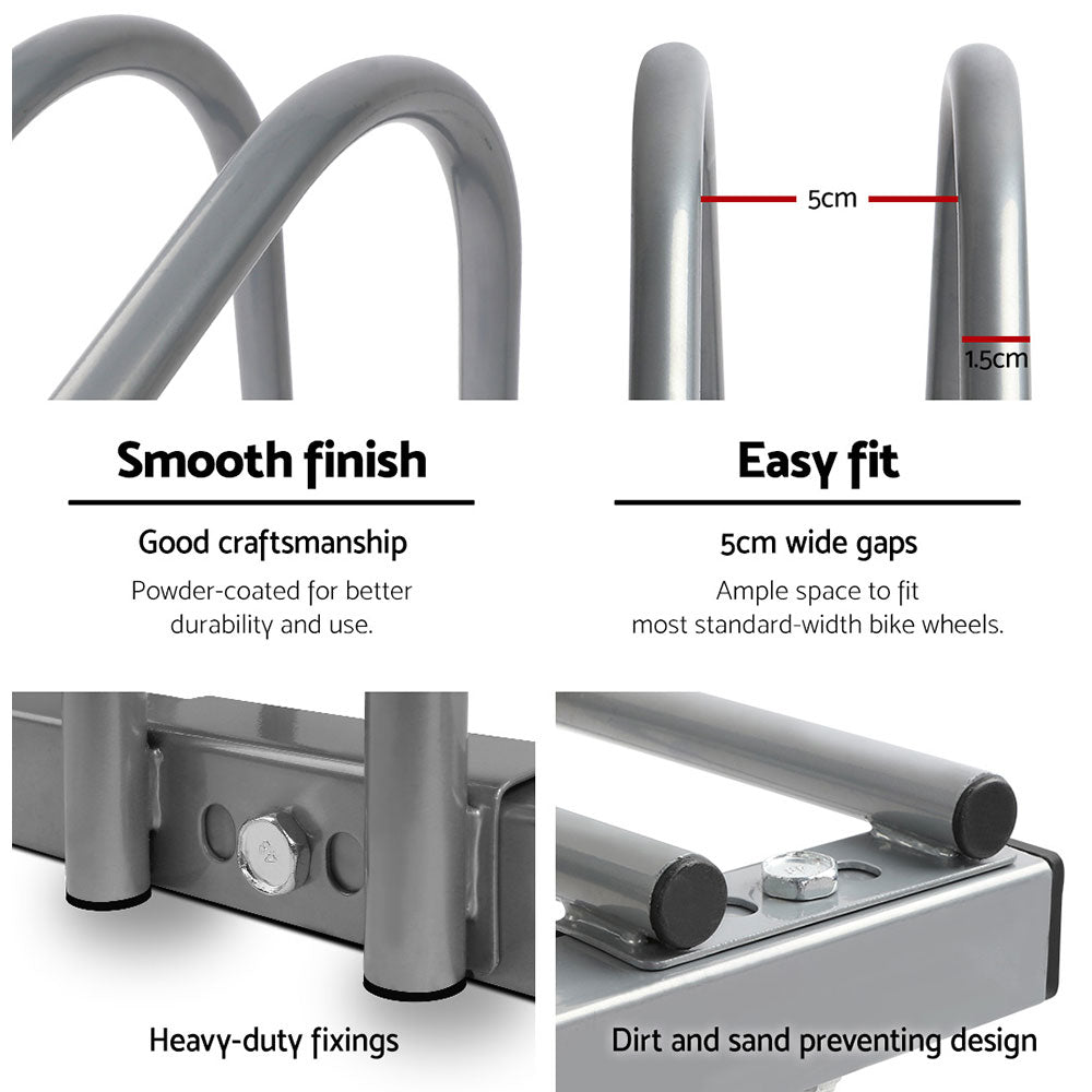 Bicycle Stands & Storage: Weisshorn 6 Bike Stand Rack Bicycle Storage Floor Parking Holder Cycling Silver