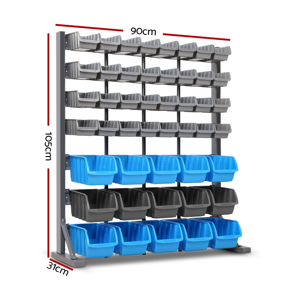 Wall Storage Racks: Giantz 47 Storage Bin Rack Free Stand Steel Stand
