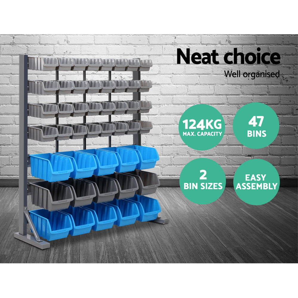 Wall Storage Racks: Giantz 47 Storage Bin Rack Free Stand Steel Stand