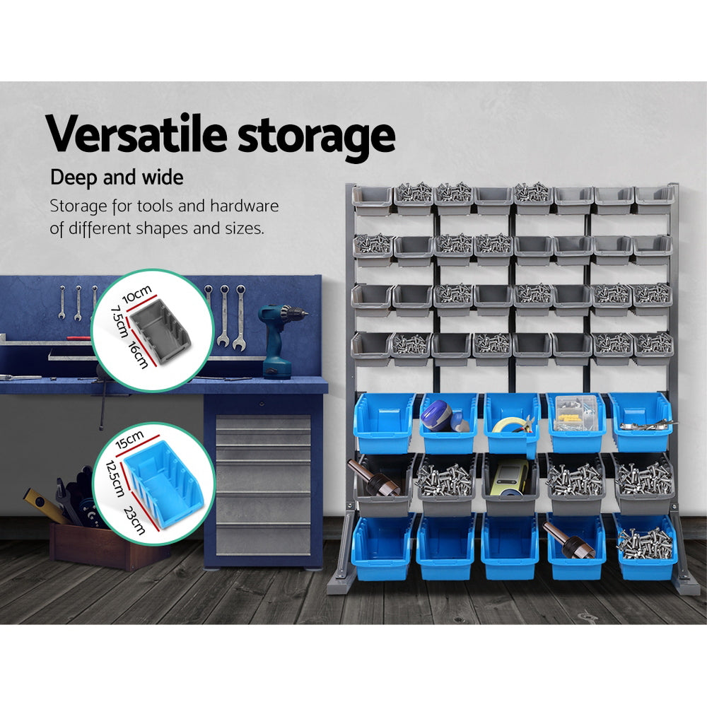 Wall Storage Racks: Giantz 47 Storage Bin Rack Free Stand Steel Stand