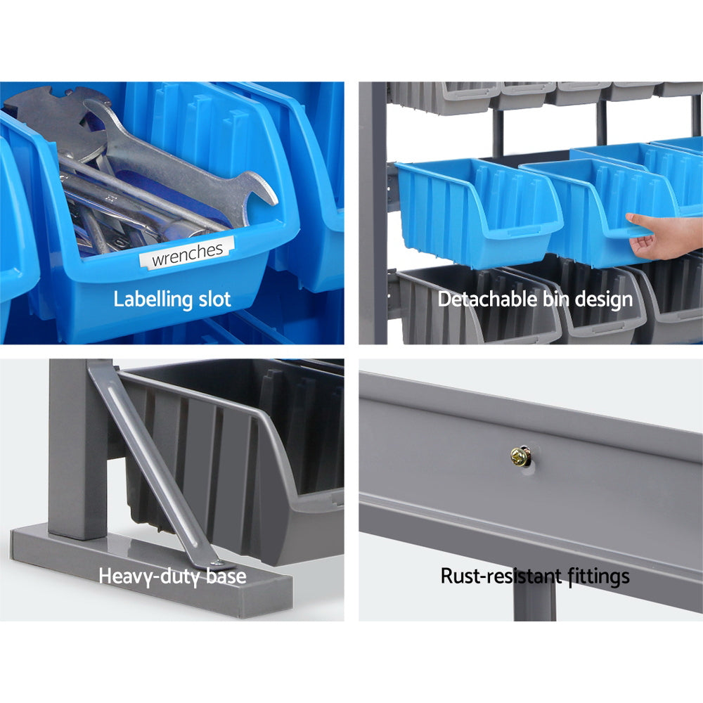 Wall Storage Racks: Giantz 47 Storage Bin Rack Free Stand Steel Stand