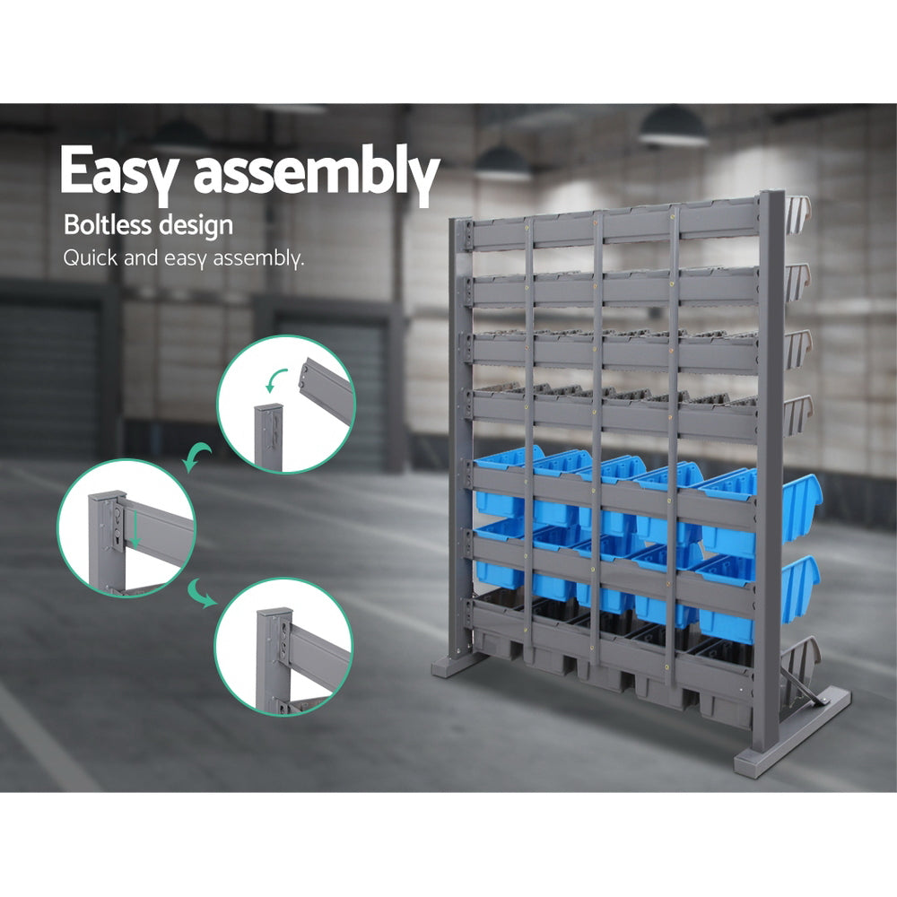 Wall Storage Racks: Giantz 47 Storage Bin Rack Free Stand Steel Stand