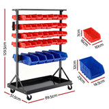 Wall Storage Racks: Giantz 74 Bins Storage Rack Double Sided Mobile Garage Workshop Tools Organizer