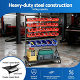 Wall Storage Racks: Giantz 74 Bins Storage Rack Double Sided Mobile Garage Workshop Tools Organizer