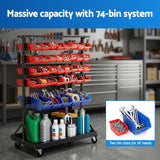 Wall Storage Racks: Giantz 74 Bins Storage Rack Double Sided Mobile Garage Workshop Tools Organizer