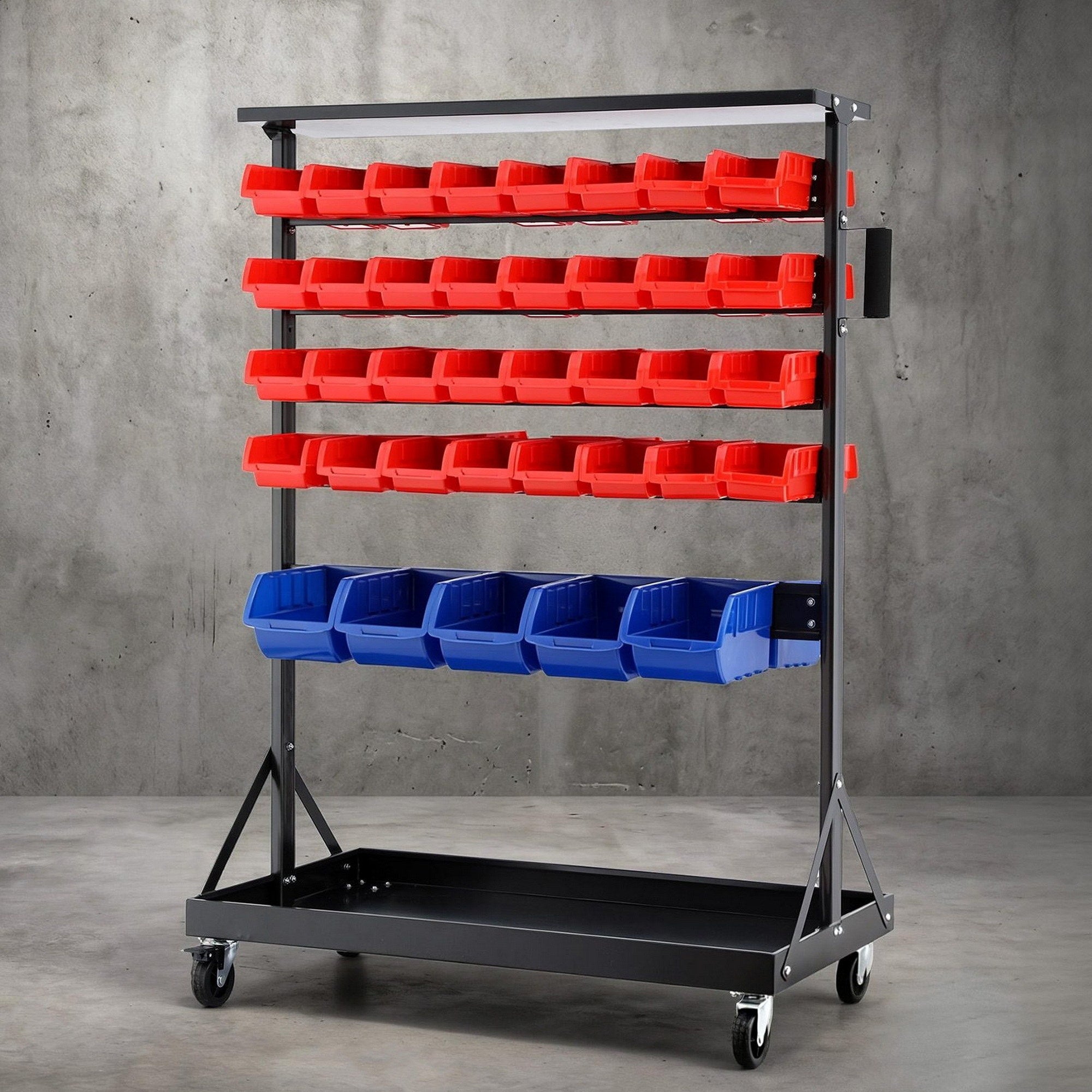 Wall Storage Racks: Giantz 74 Bins Storage Rack Double Sided Mobile Garage Workshop Tools Organizer